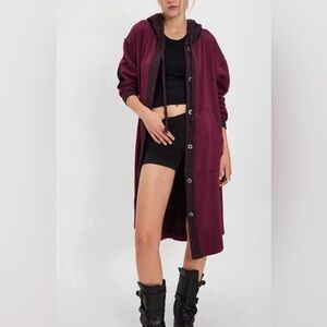 Free people tomorrows sweatshirt cardigan damson purple